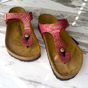 Birkenstock Gizeh Gold and Pink